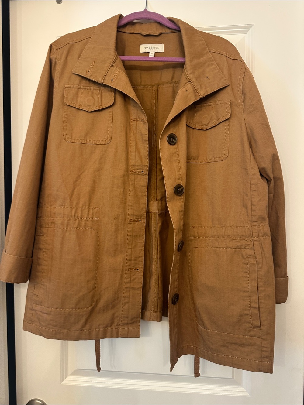 Talbots Camel Utility Jacket with Button Front